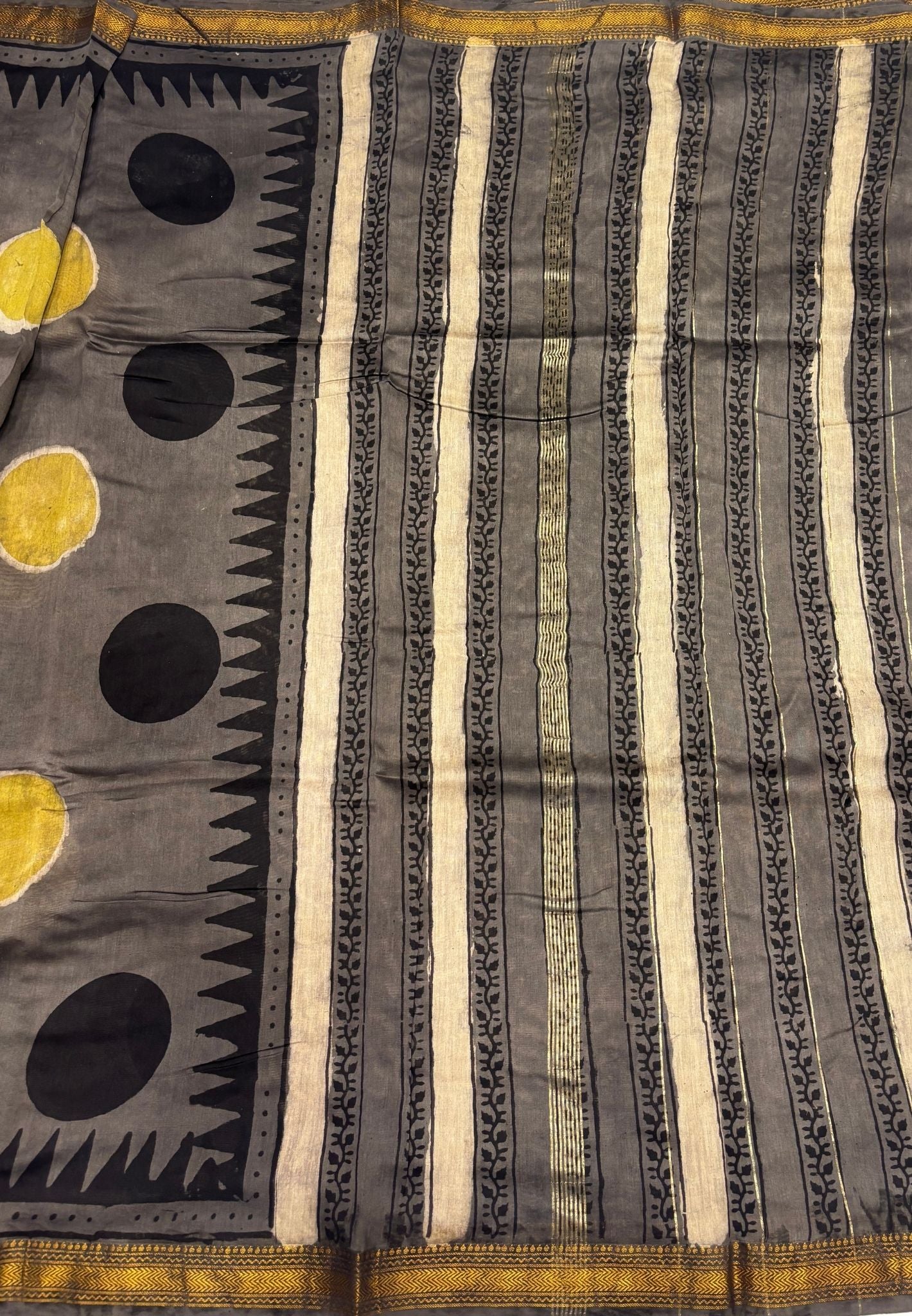 Pure Maheshwari Silk Cotton Saree-Grey