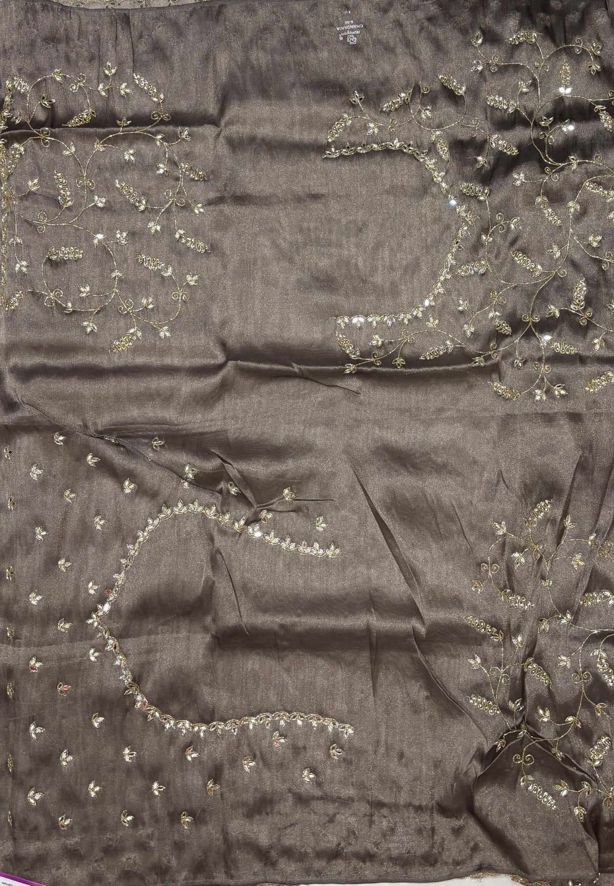 Designer Saree-Grey with Mirror Work