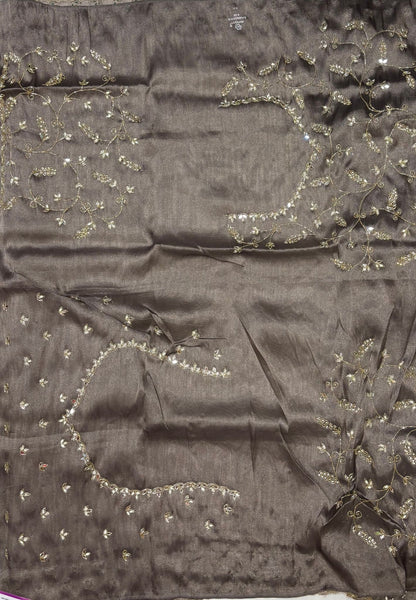 Designer Saree-Grey with Mirror Work