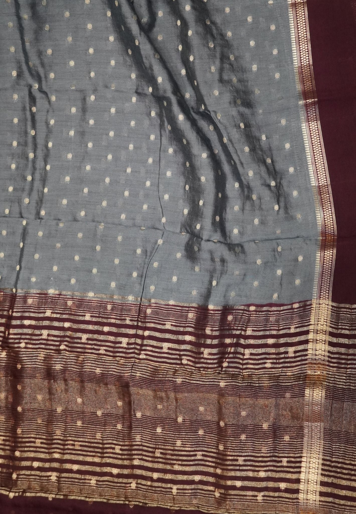 Viscose Saree – Grey with Rich Contrast Border