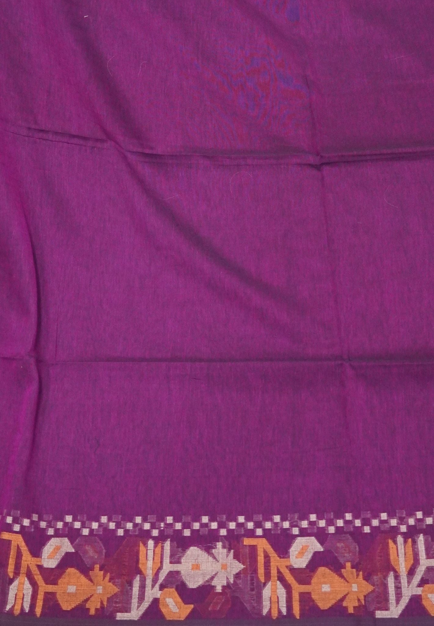 Handloom Cotton Saree- Wine Kalash Jamdhani Border