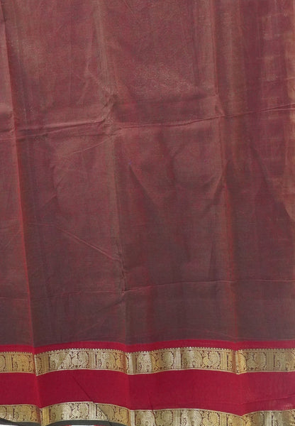 Chettinad Cotton Saree-Arakku in Mayil Chakram Zari Checks with Retapett Border