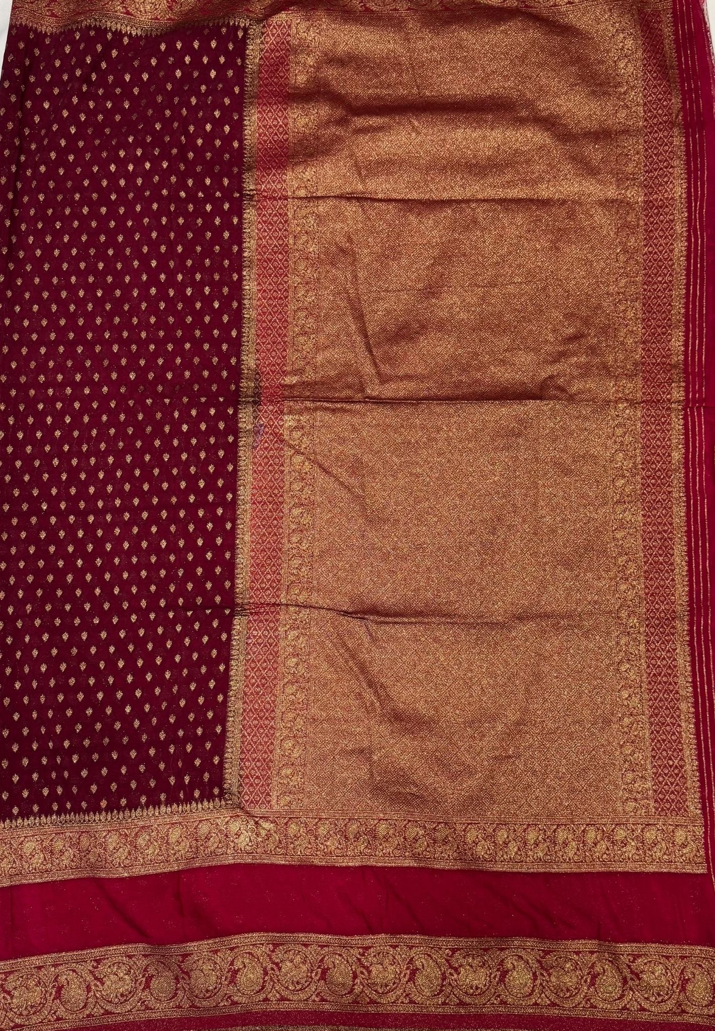 Banarasi Georgette Saree-Tone of Maroon with Retapet Border
