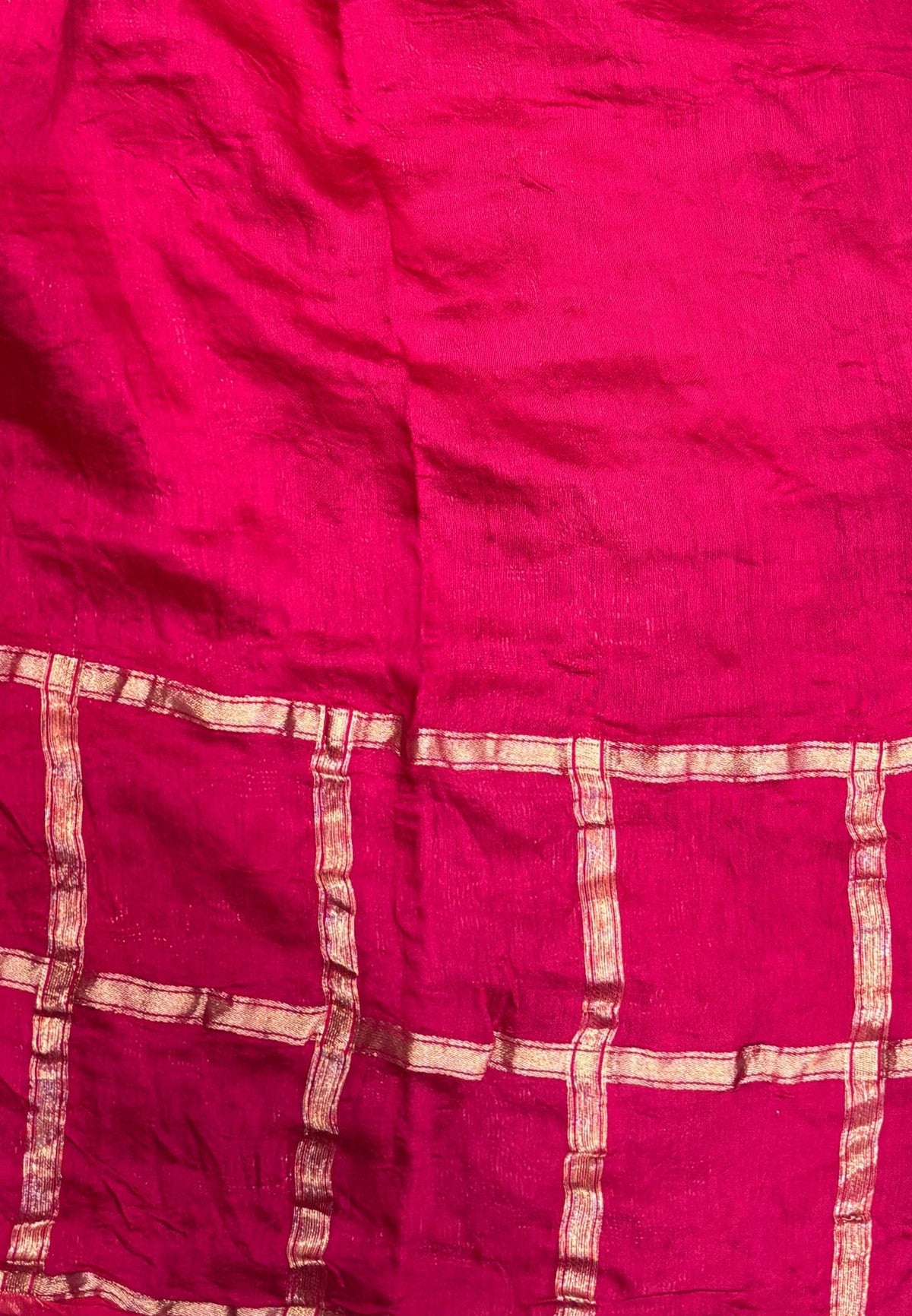 Banarasi Bandeji Saree-Wine in Checked Zari with Contrast Border