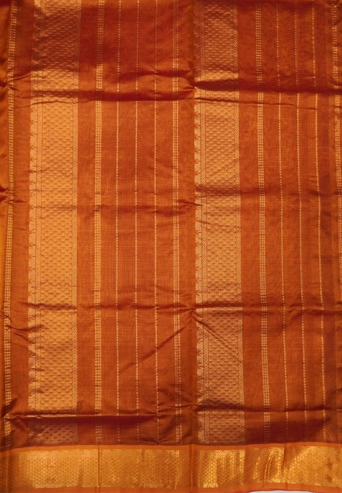 Pure Silk Cotton Saree-Red in Mini Checks with Contrast Border