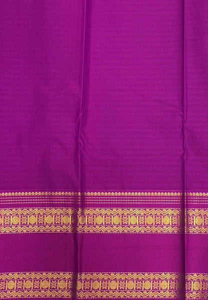 Budget Kanchipuram Saree-Sea Blue in Podi Kattam with Contrast Border
