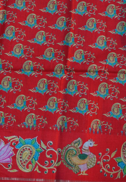 Premium Tussar Saree-Green with Contrast Mayil Border