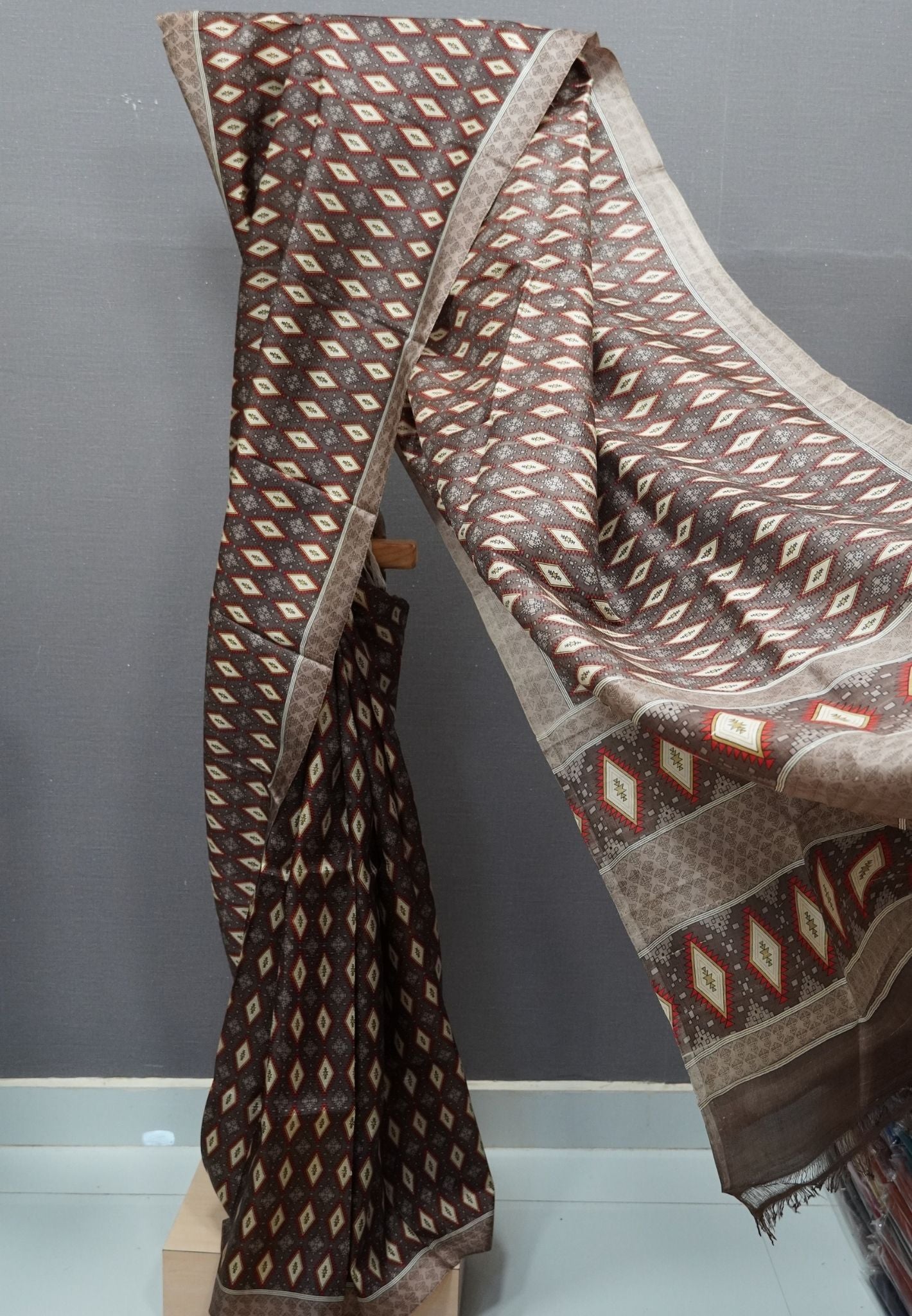 Pure Tussar Saree-Metallic Brown