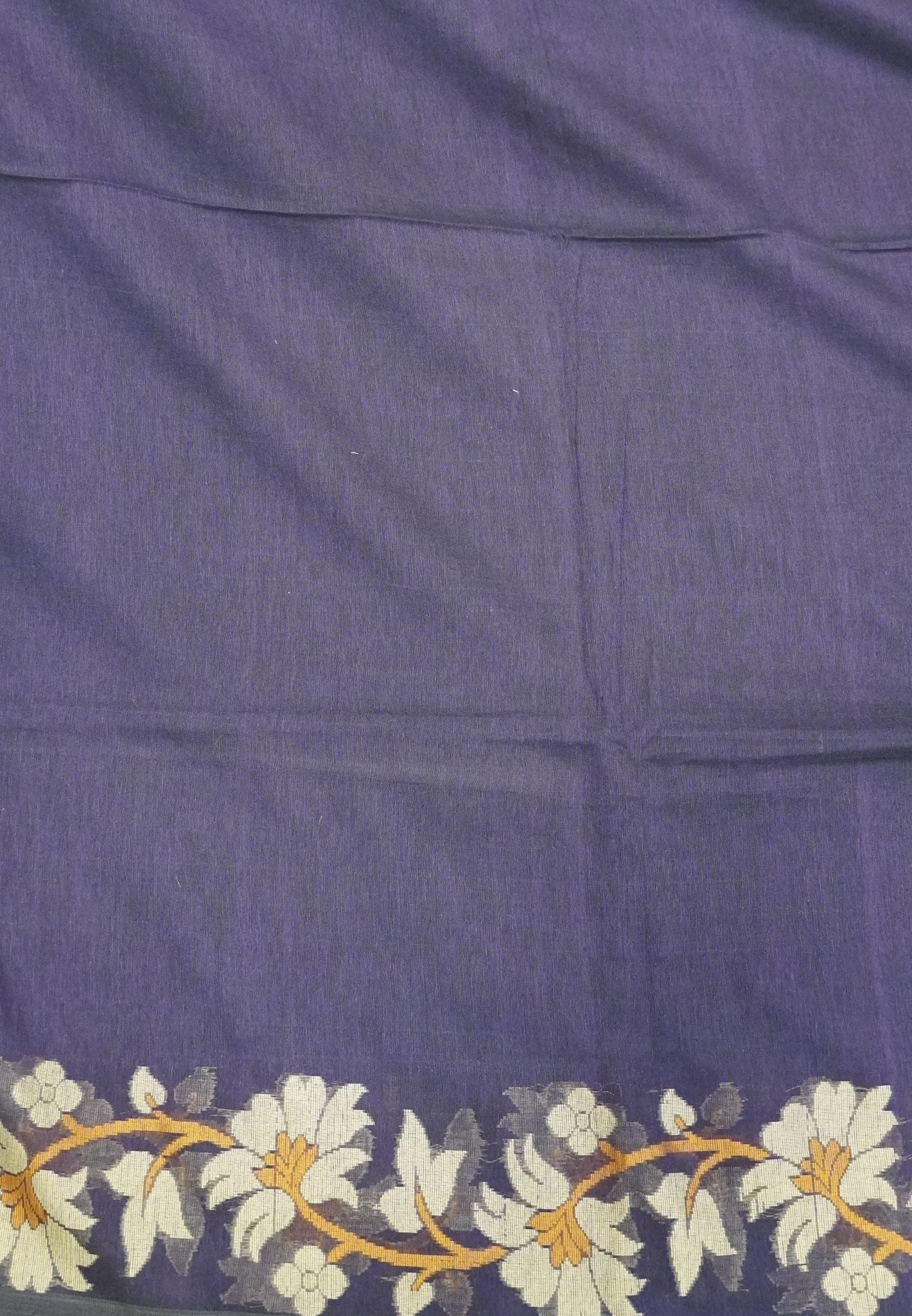 Handloom Cotton Saree-Purple Lotus Jamdhani Border