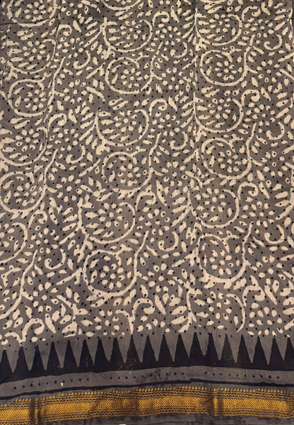 Pure Maheshwari Silk Cotton Saree-Grey