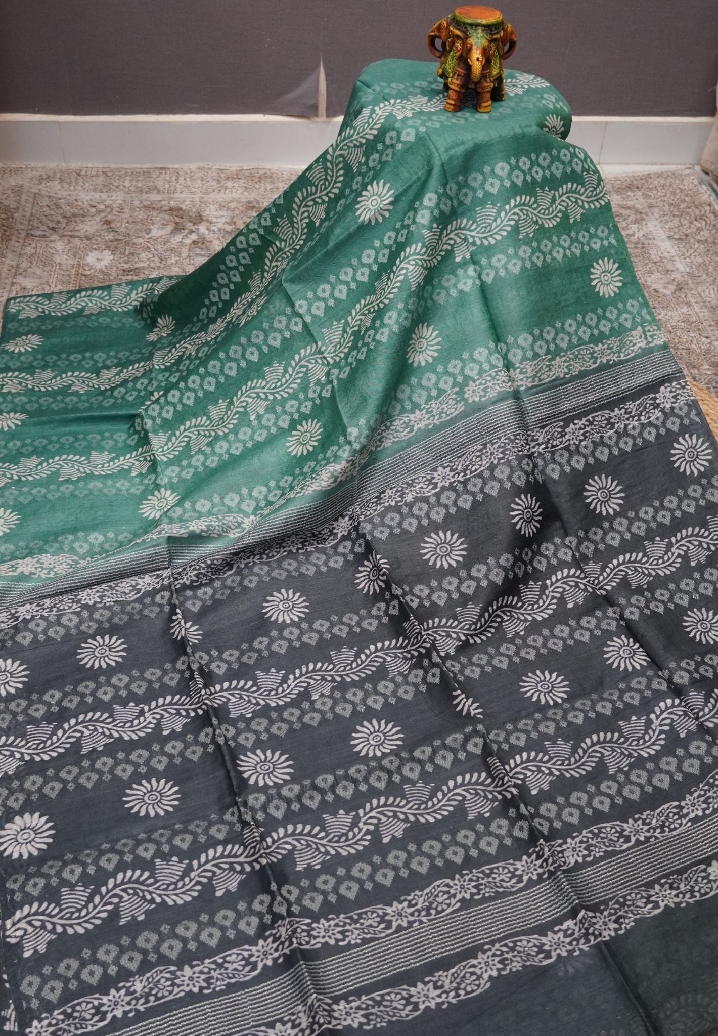 Bhagalpur Cotton Saree-Sea Green