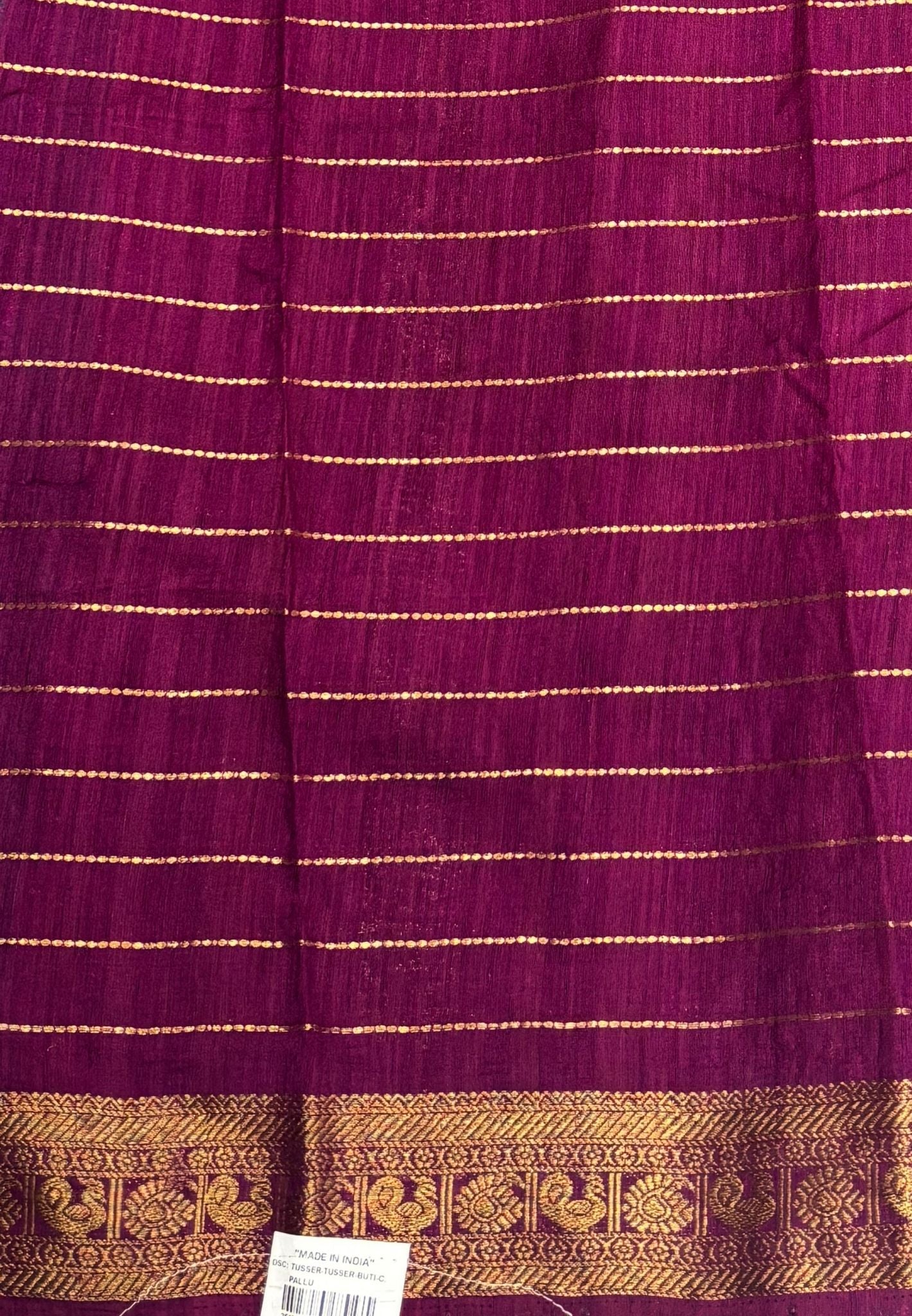 Semi Raw Silk Saree-Ramar Blue in Zari Lines with Contrast Annam Border