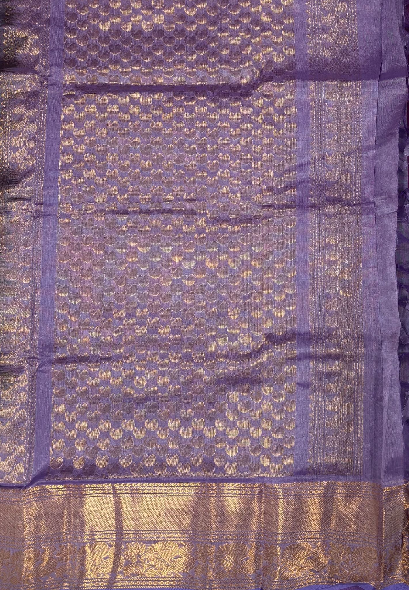 Pure Silk Cotton Saree – Wine Purple with Contrast Lavender Gaja Butta & Rich Zari Border