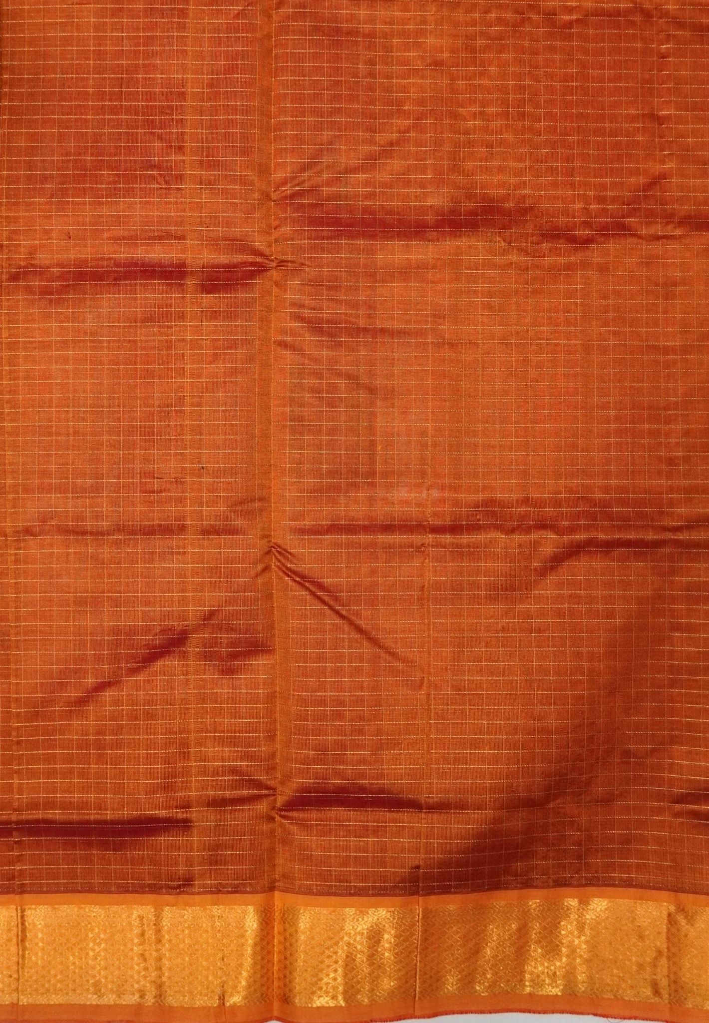Pure Silk Cotton Saree-Red in Mini Checks with Contrast Border