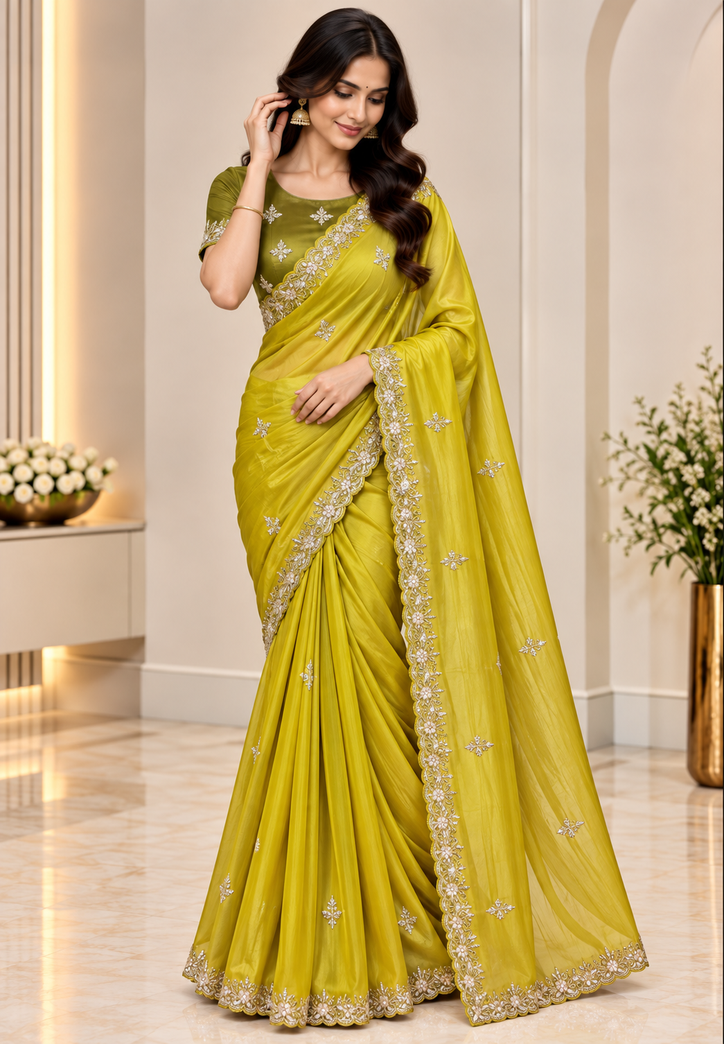 Designer Saree-Yellow