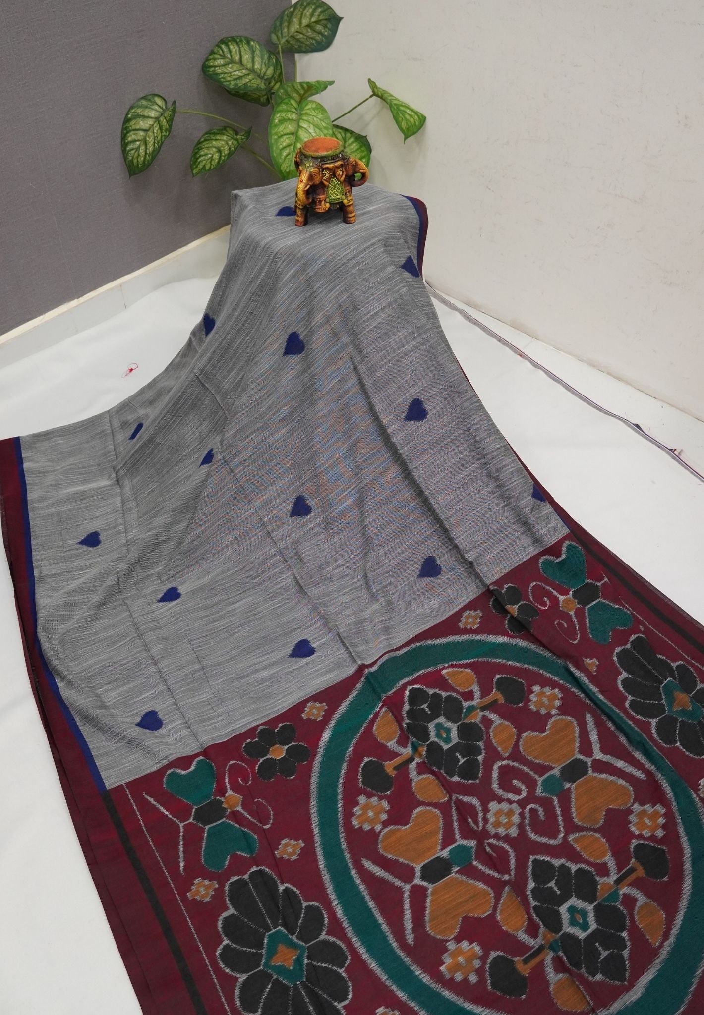 Sambalpuri Cotton Saree-Grey