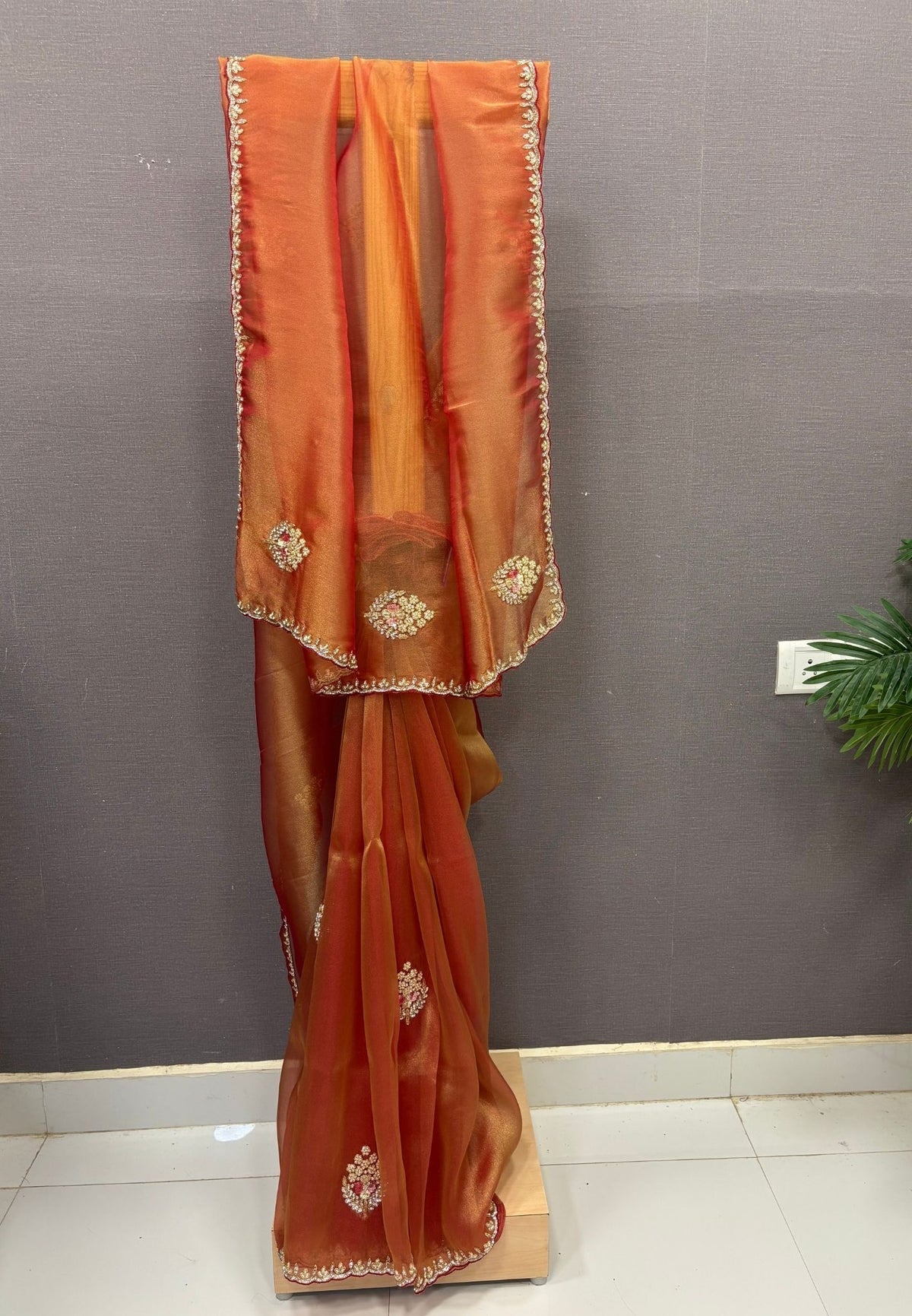 Designer Saree-Golden Orange