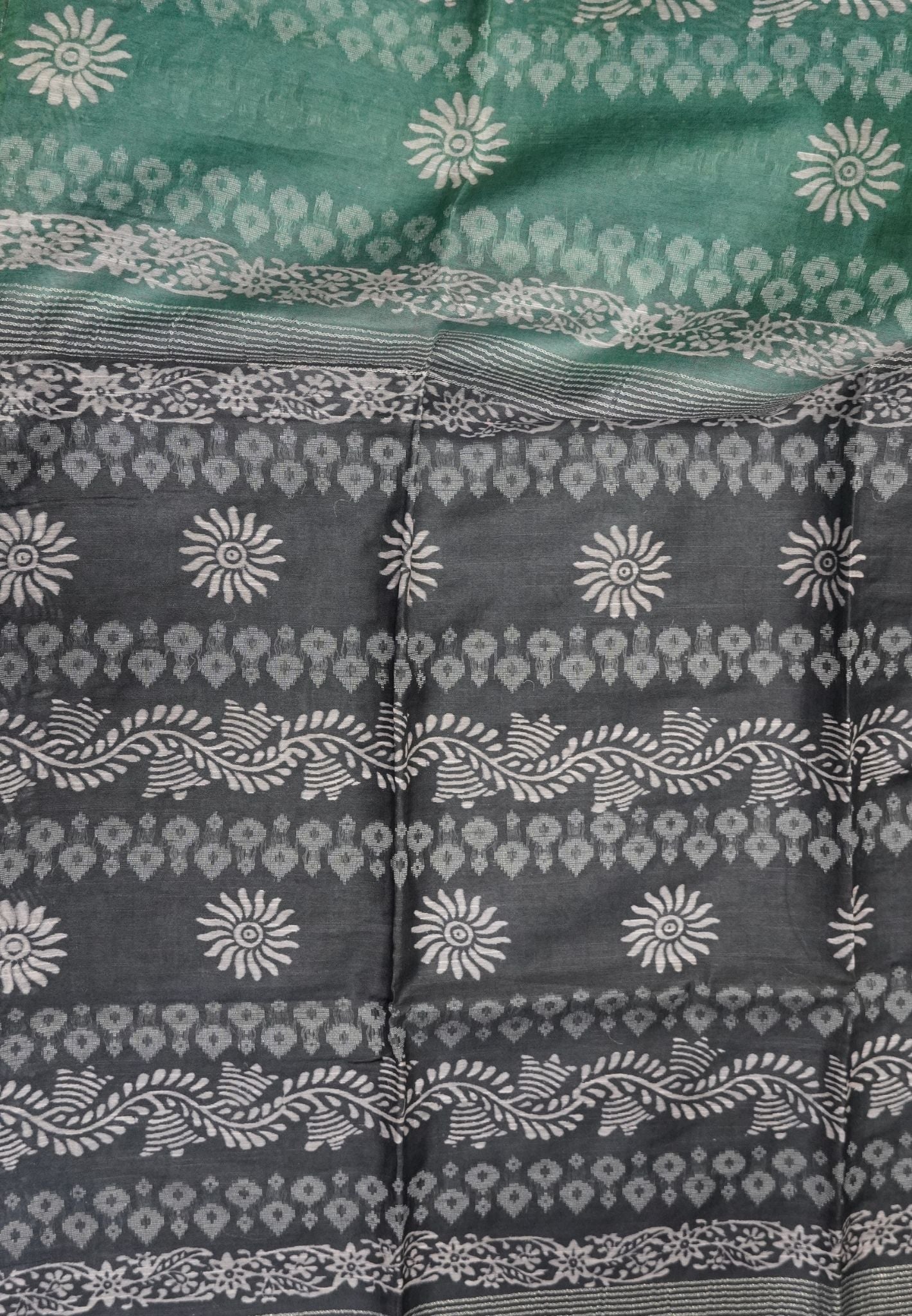 Bhagalpur Cotton Saree-Sea Green