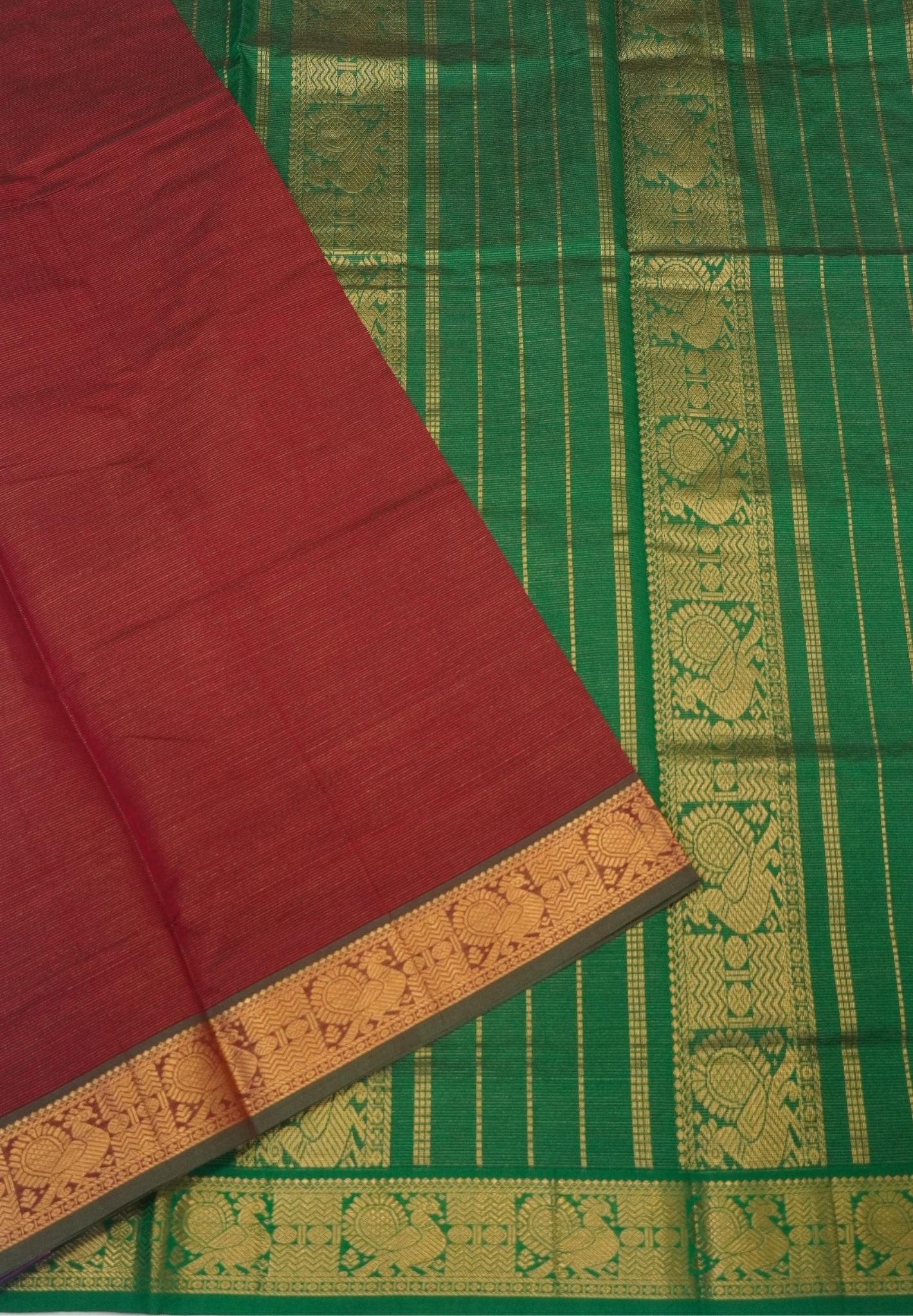 Pure Silk Cotton Saree-Maroon-Cream Annapakshi in Vairaoosi Patten