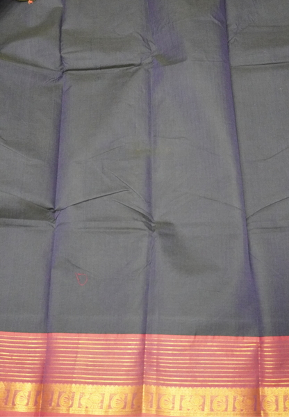 Chettinadu Cotton Saree-Navy Blue in Vairaoosi Pattern
