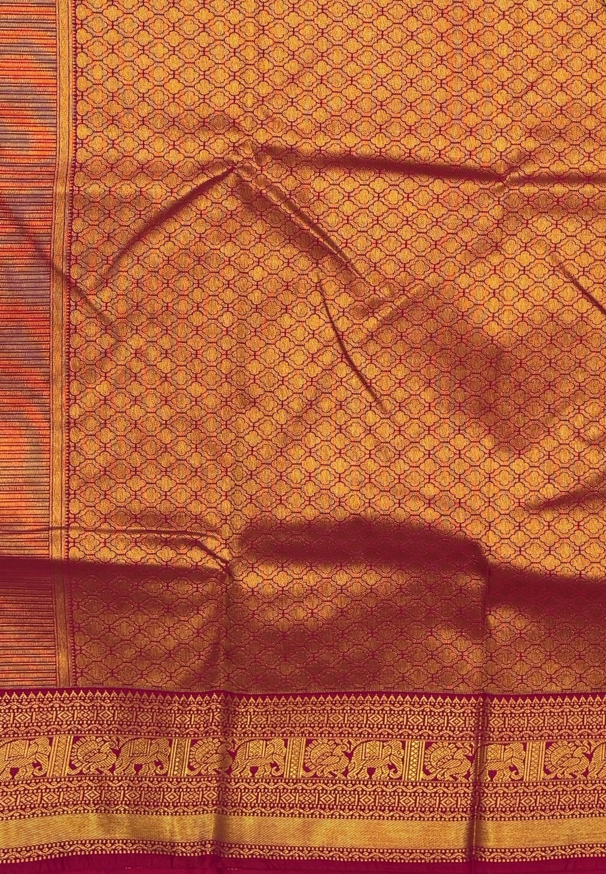 Budget Kanchipuram Saree-Mango Yellow In Gaja Floral Zari With Contrast Border