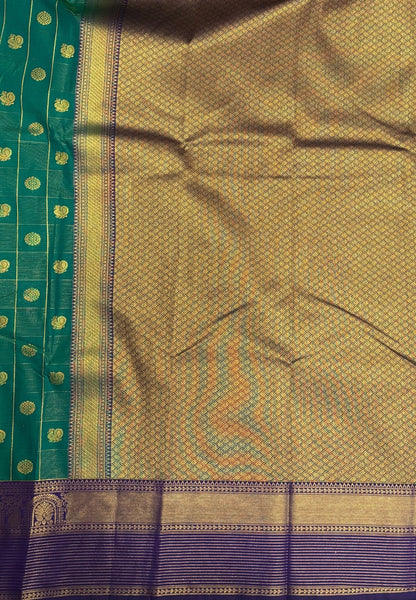 Budget Kanchipuram Saree-Green with Contrast Border