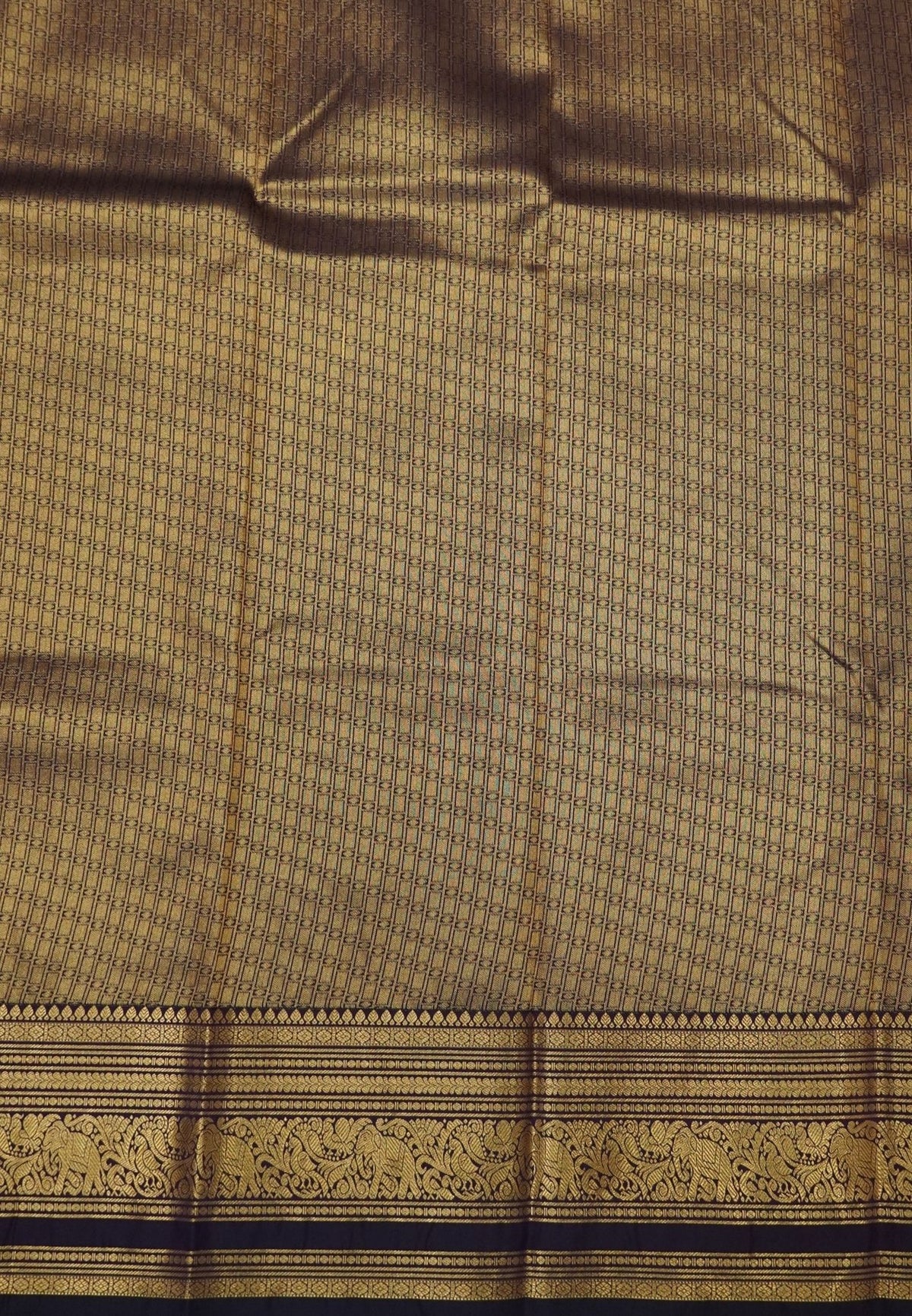 Budget Kanchipuram Saree-Purple with Gaja Border