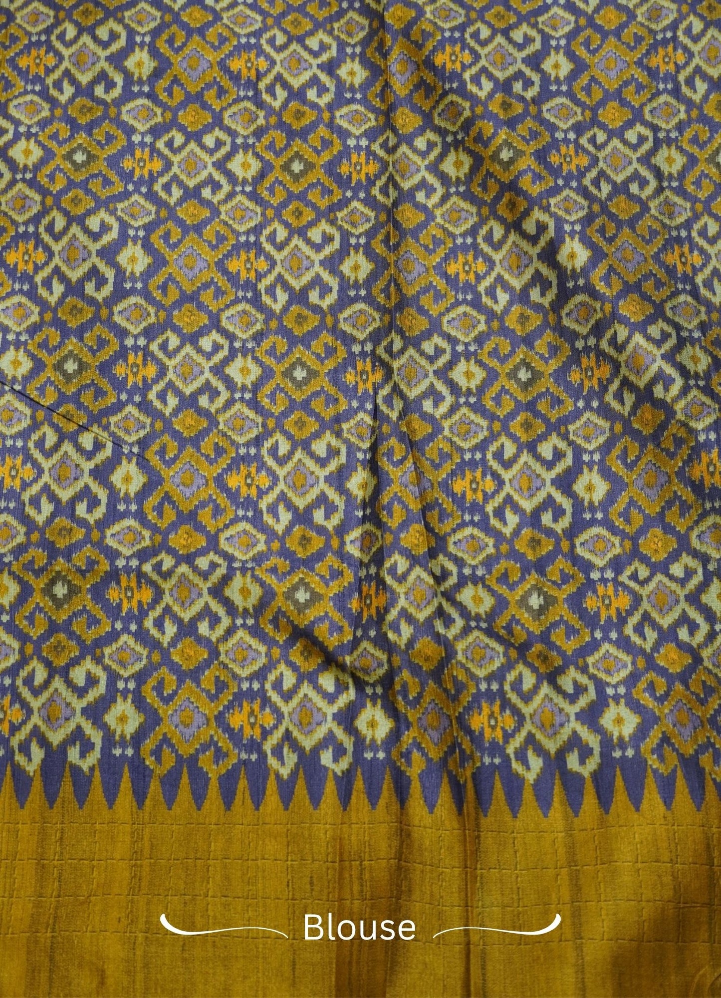 Semi Tussar Saree – mustard & Voilet Checks Design
