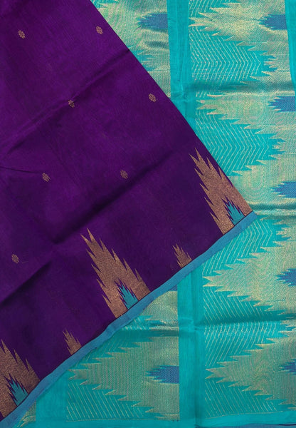 Pure Silk Cotton Saree-Purple in Thazhamboo Pattern