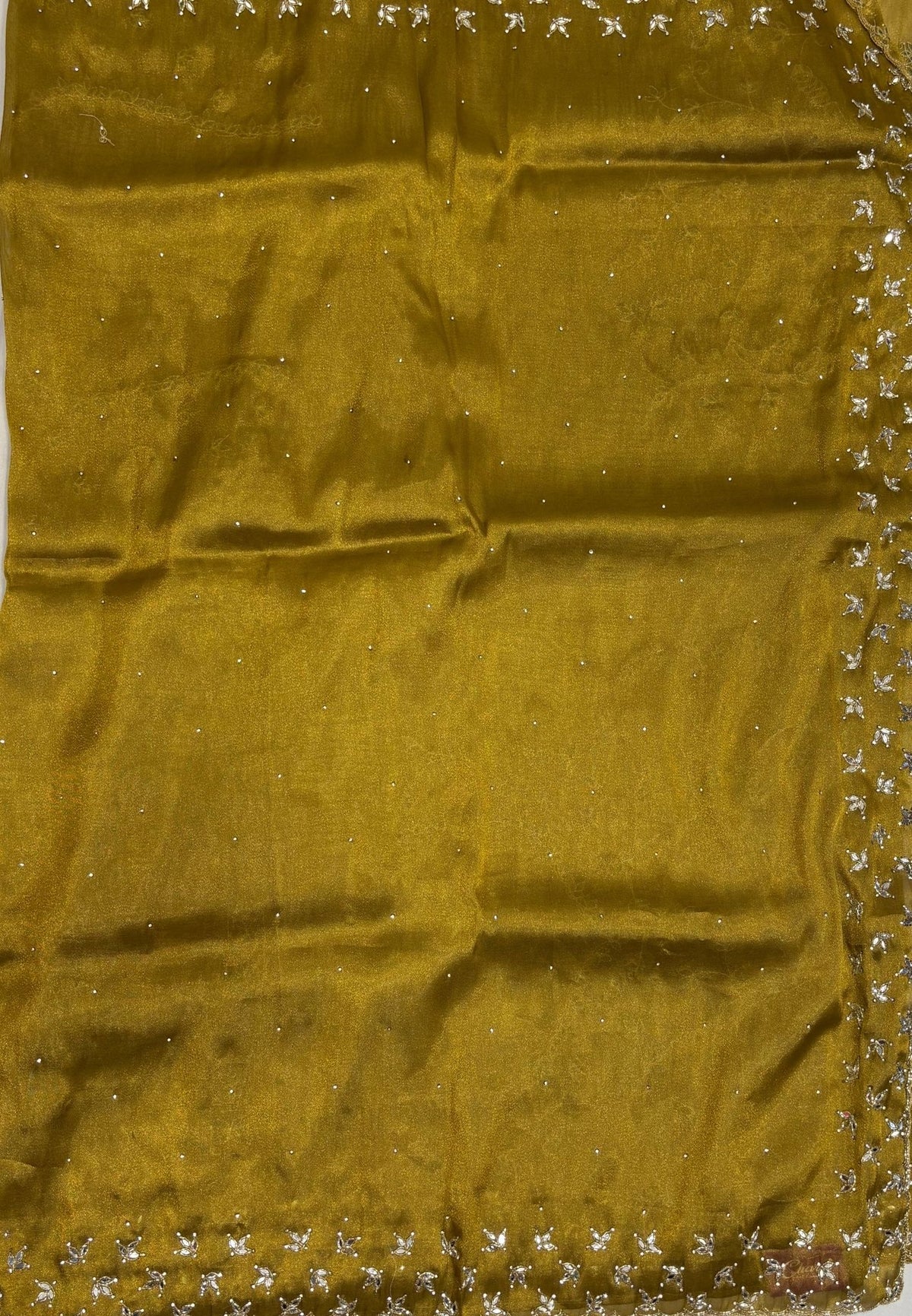 Designer Saree-Gold with Mirror Work