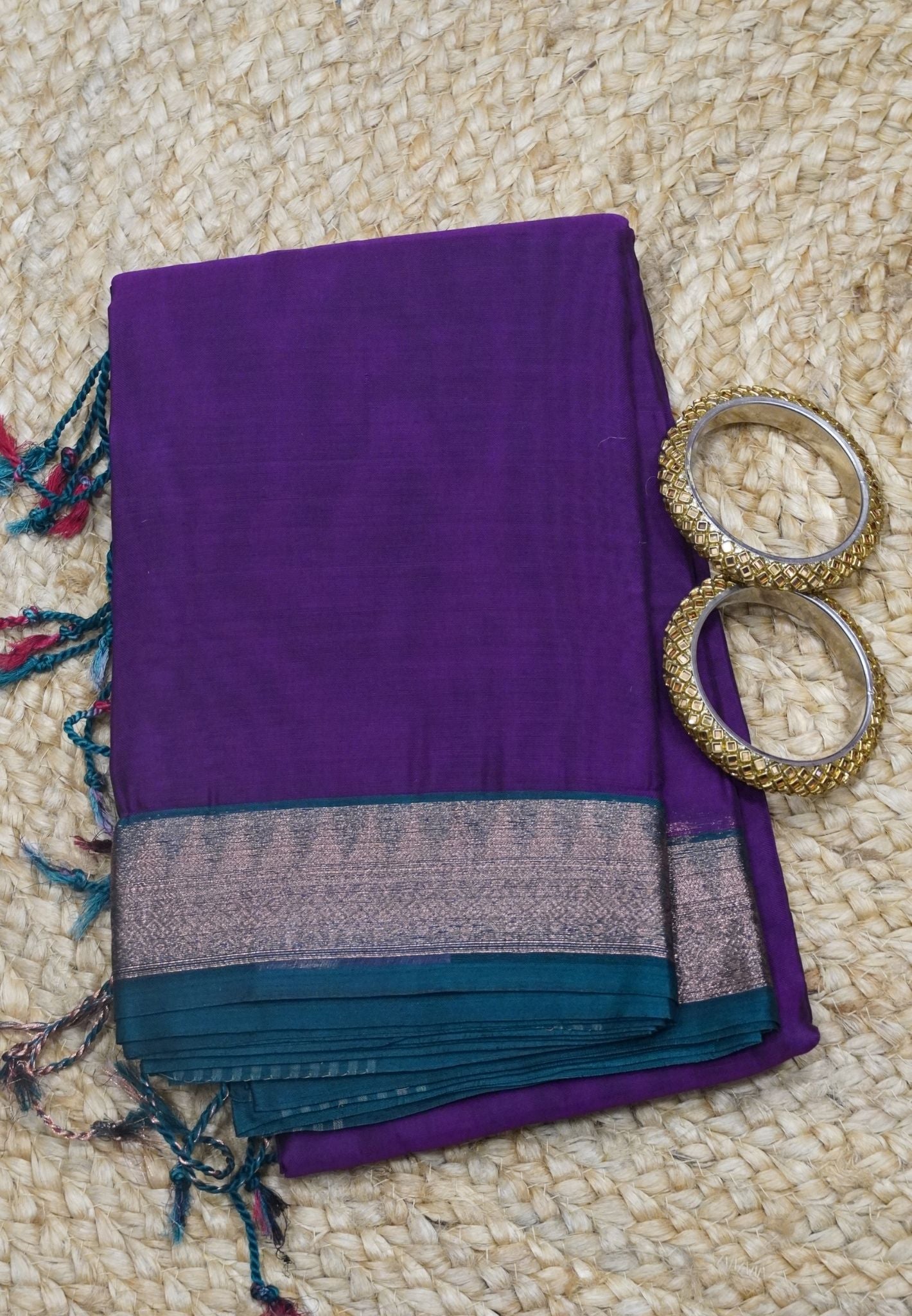 Dakka Cotton Saree - Dark Purple