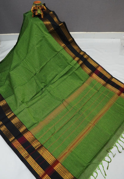 Chettinadu Cotton Saree-Light Green with Retapet Border