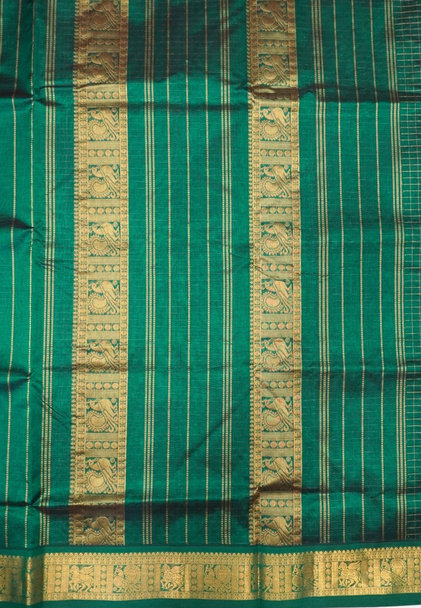 Pure Silk Cotton Saree-Maroon in Mini Checks with Contrast Border