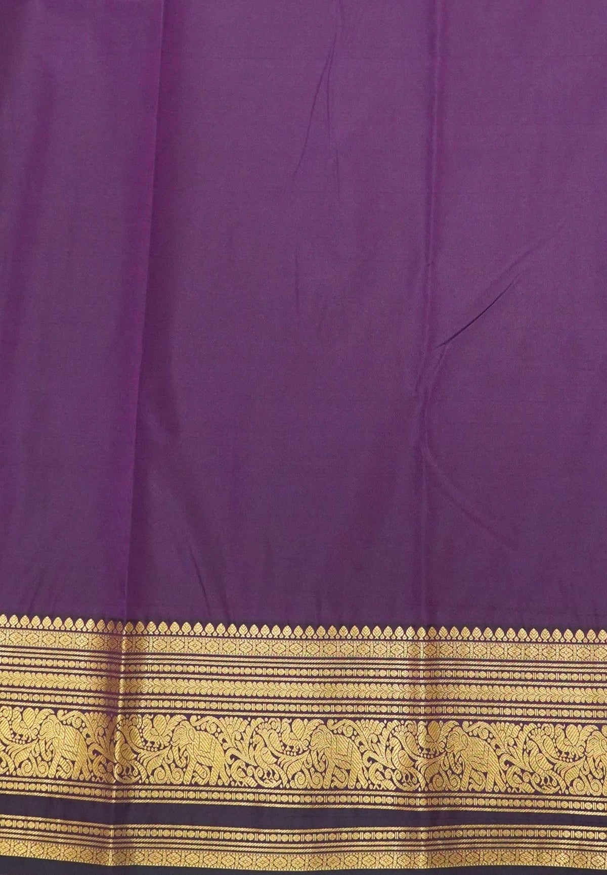 Budget Kanchipuram Saree-Purple with Gaja Border