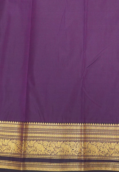 Budget Kanchipuram Saree-Purple with Gaja Border