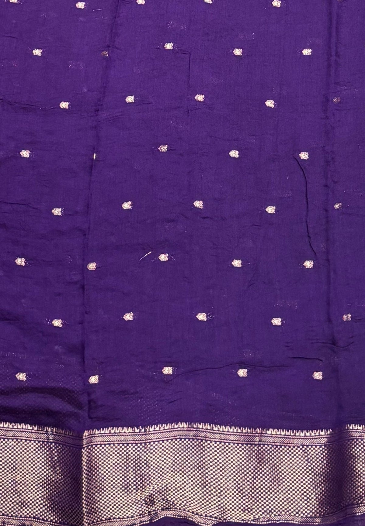 Banarasi Bandeji Saree-Violet in Horizontal Stripe Zari Border