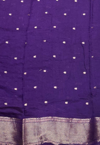 Banarasi Bandeji Saree-Violet in Horizontal Stripe Zari Border
