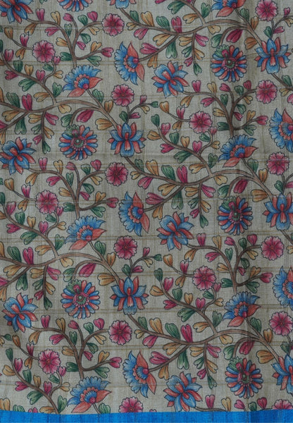 Semi Tussar Saree-Blue