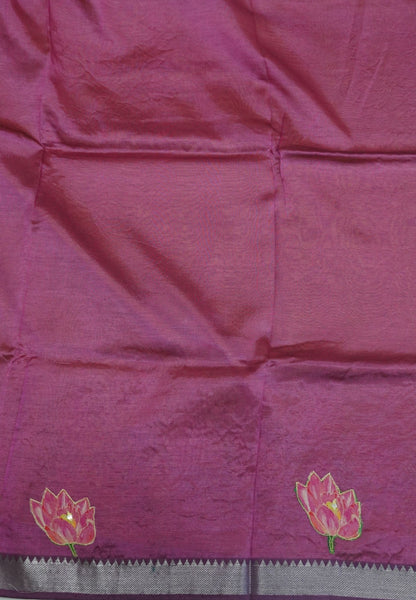 Pure Mangalgiri Silk Saree-Mehandi Green with Aplique Work