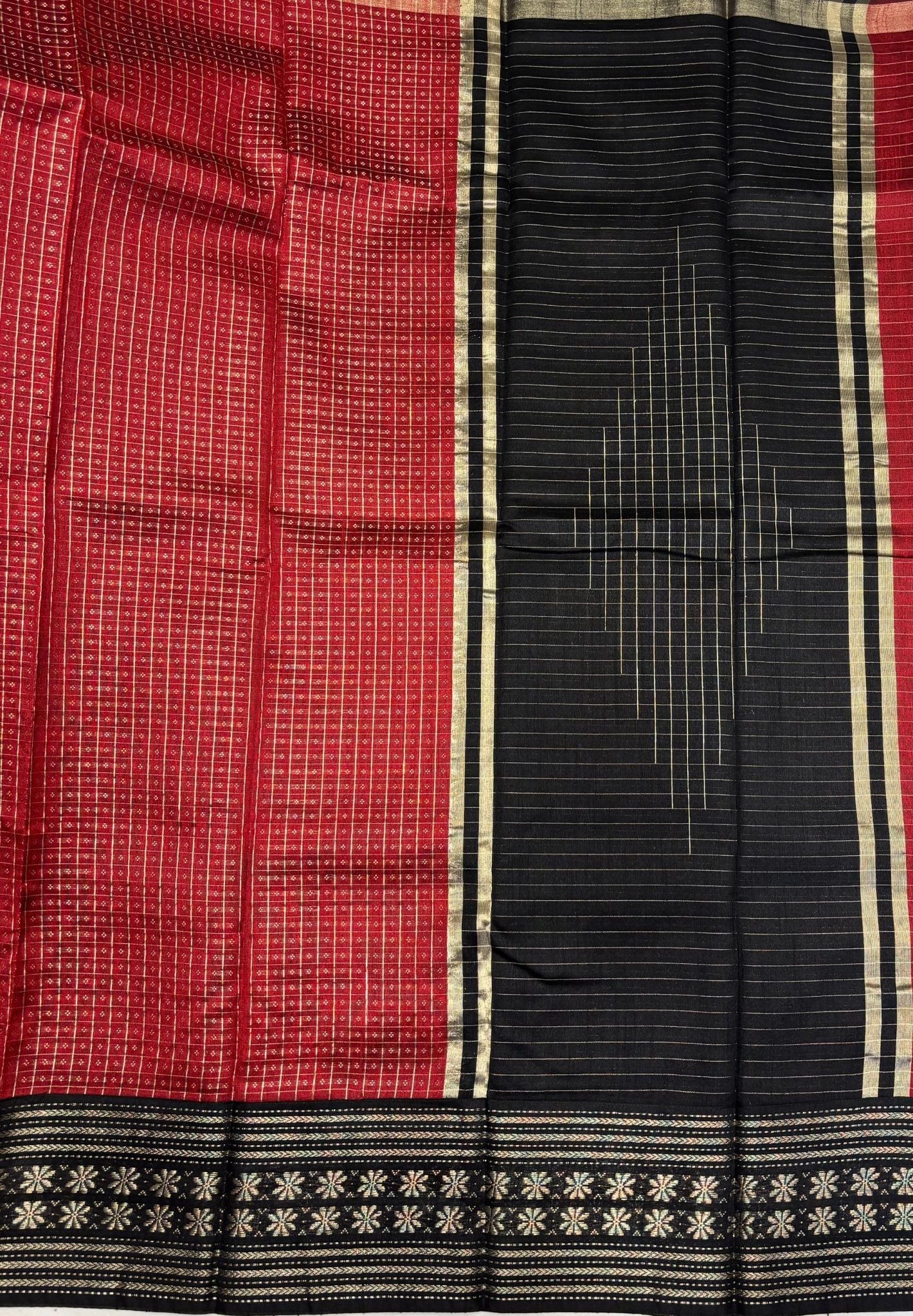 Raw Silk Saree-Maroon in 1000 Butta with Contrast Zari Border