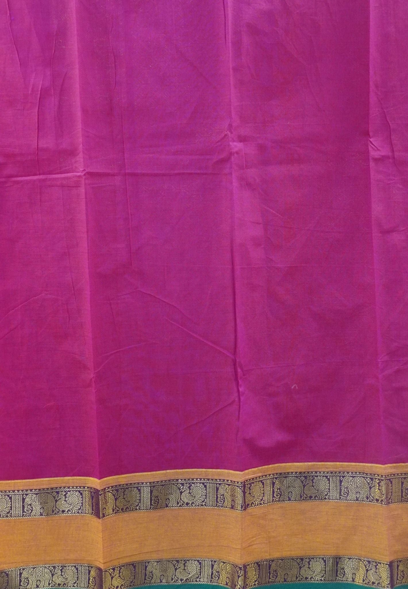 Chettinad Cotton Saree-Rani Pink in Mayil Chakram Zari Checks with Retapett Border