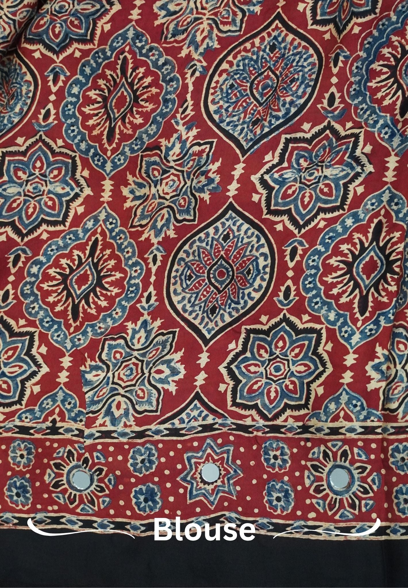 Pure Modal Silk Saree-Original Mirror Work &Traditional Printed Motifs - Red