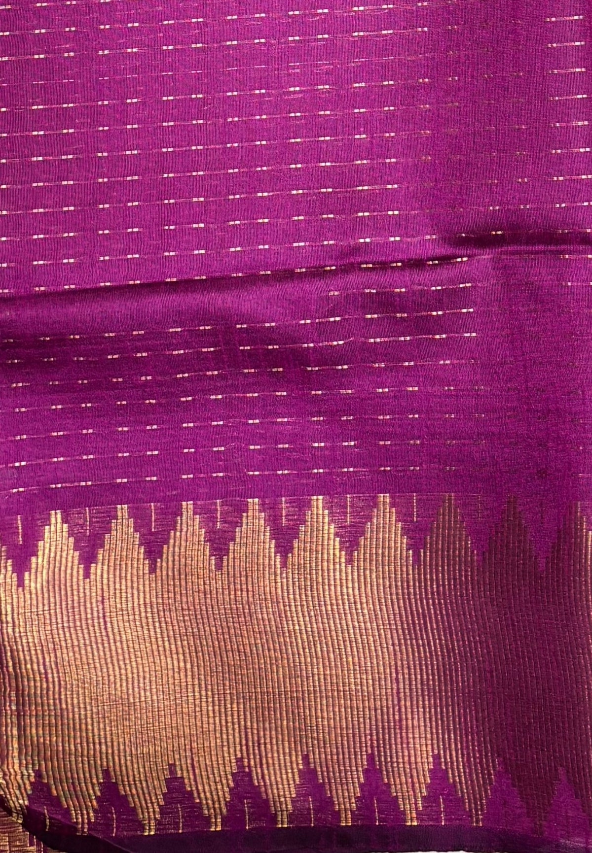 Semi Raw Silk Saree-Orange In Zigzag Zari With Contrast Border