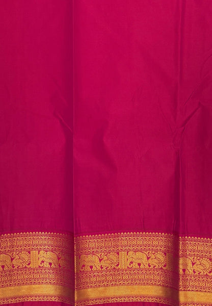 Budget Kanchipuram Saree-Mango Yellow In Gaja Floral Zari With Contrast Border