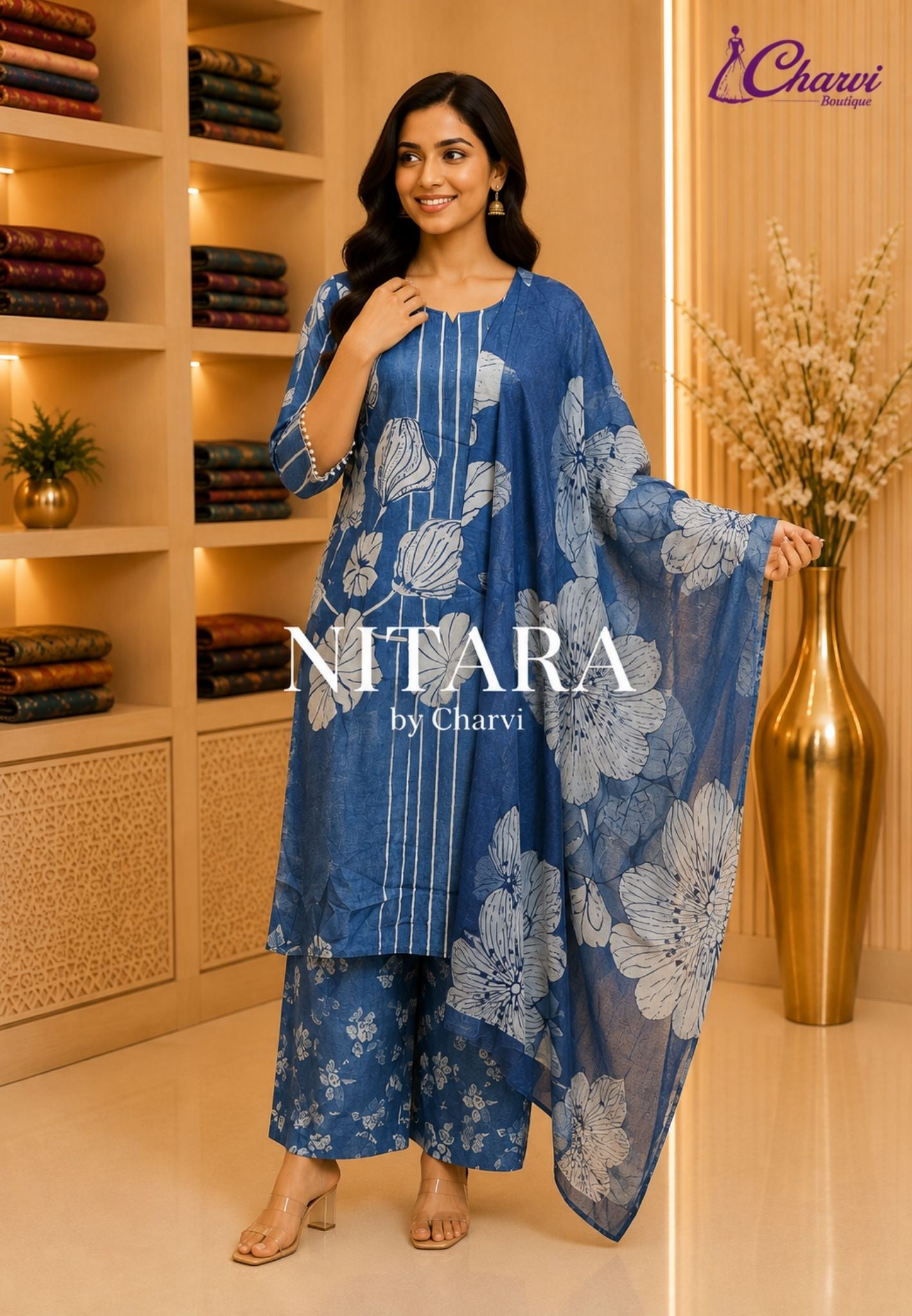 Ocean Petals 3Pcs Salwar Suit