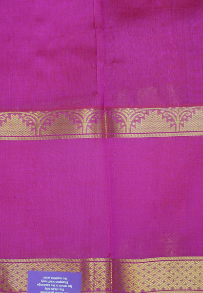 Pure Silk Cotton Saree-Purple with Pink in Heritage Annapakshi Border