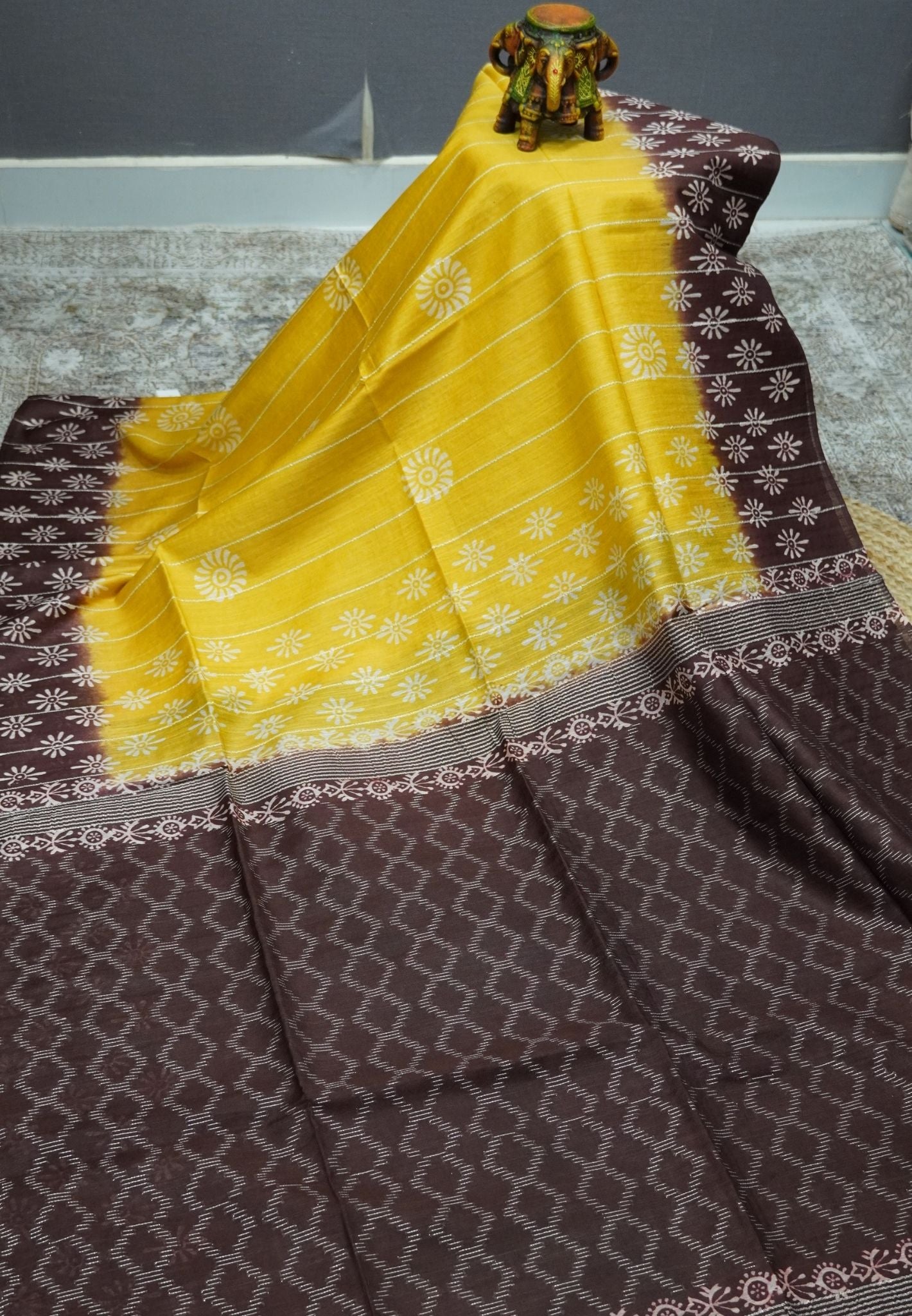Bhagalpur Cotton Saree-Yellow