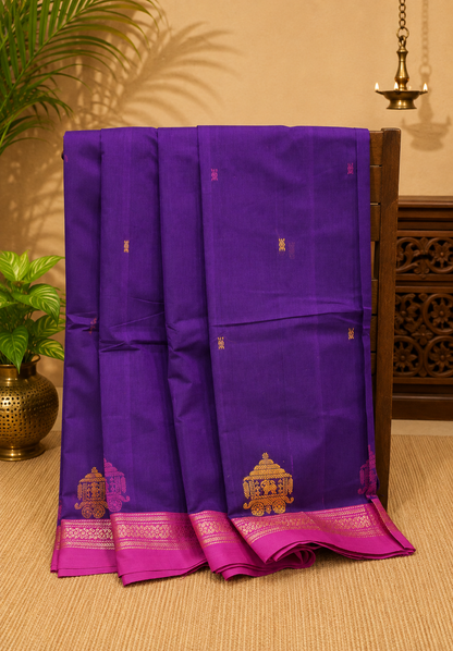 Chettinad Cotton Saree–Wine With Ther Border