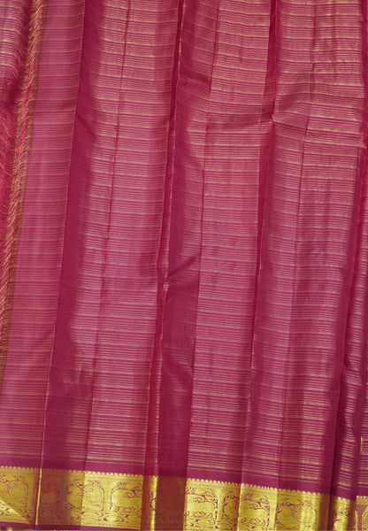 Pure Kanchipuram Silk Saree-Red Vairaoosi with Peacock Butta and Border