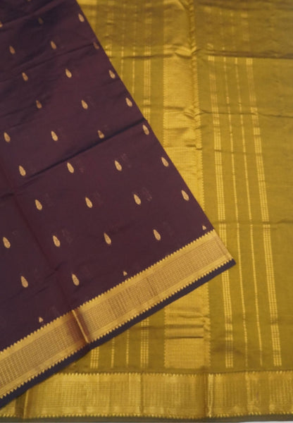 Pure Silk Cotton Saree-Coffee Brown-Gold